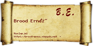Brood Ernő névjegykártya